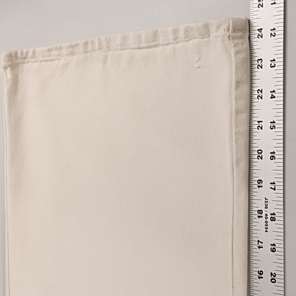 Zara Natural Cream 8 Straight Leg Wide Denim Jean Flat Front Gold Button Accents - Picture 6 of 10